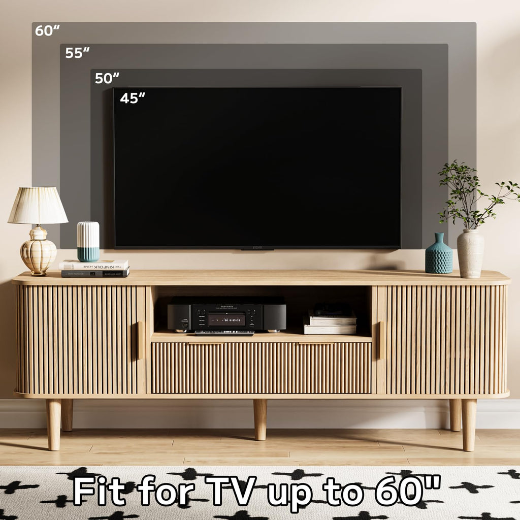 62.4 Inch Fluted TV Stand, Modern Media Console Fits TVs up to 75"