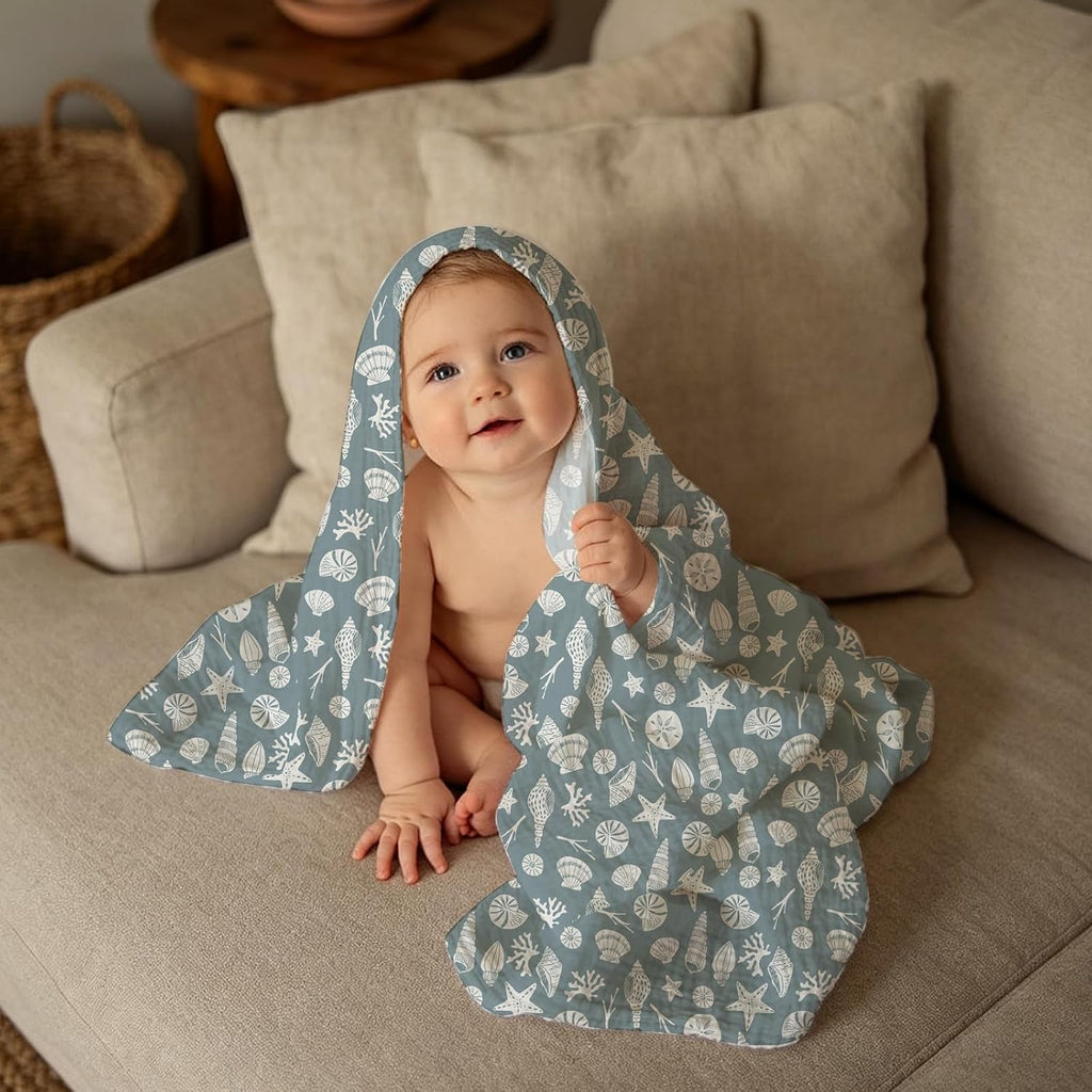 4 Set Muslin Swaddle Blankets Receiving Blanket for Baby | Boys, Girls Cute Soft Print Baby Towel Wrap