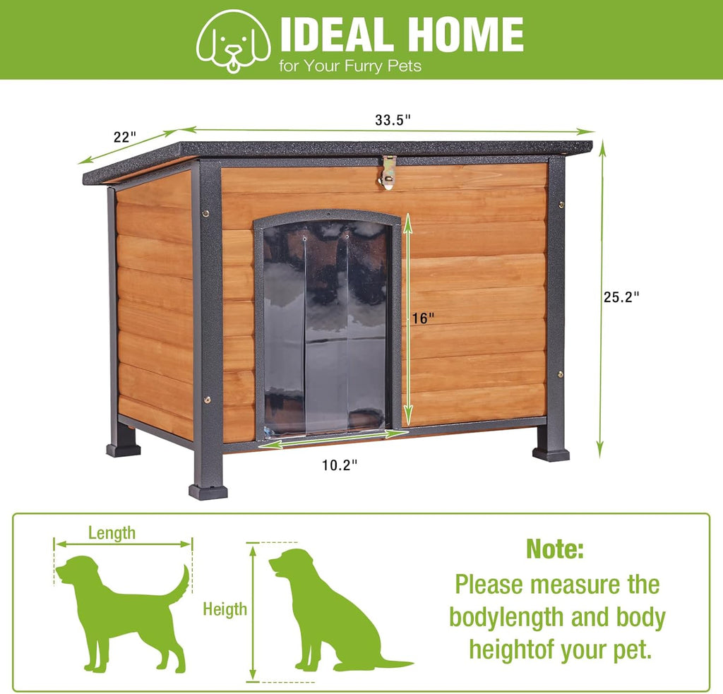 Large Outdoor Insulated Dog House Weatherproof Dog Kennel Indestructible Dog Shelter with Chew-Proof Full Metal