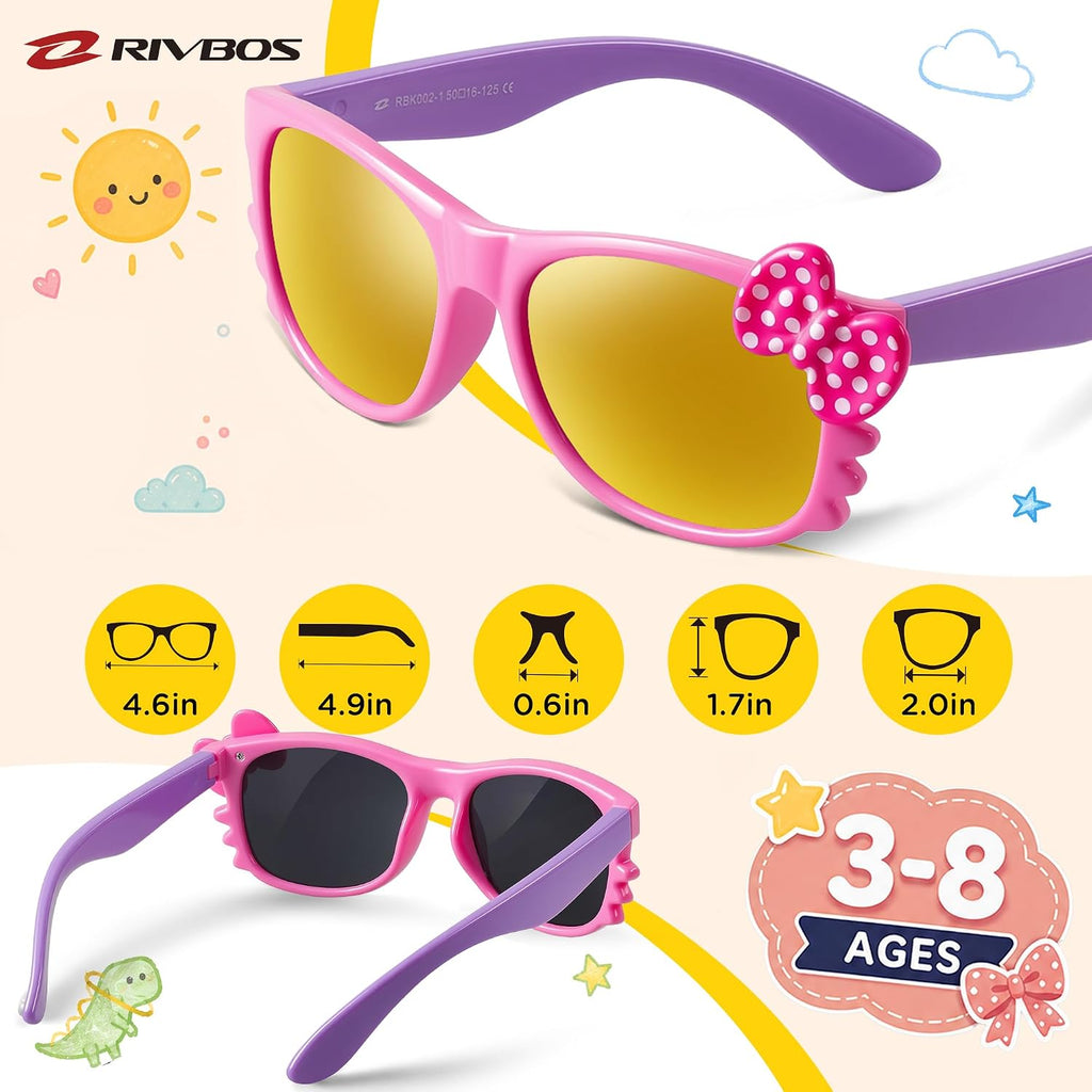 Kids Sunglasses Polarized UV400 TPE with Strap for Boys Girls RBK002