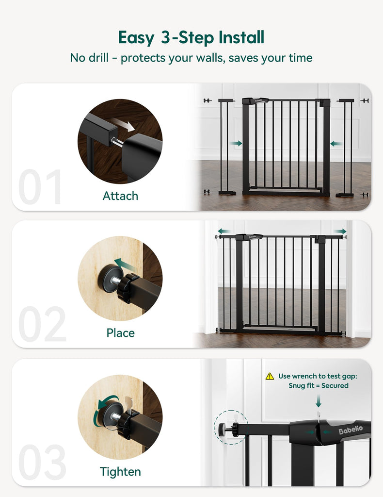 29-55" Extra Wide Baby Gate, 36" Tall,, Black