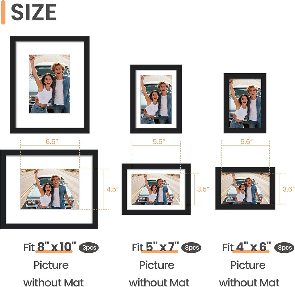 Picture Frames set of 19, Including 8x10, 5x7, 4x6 Black Frame | Multi Picture Frames Collage Wall Decor, Gallery