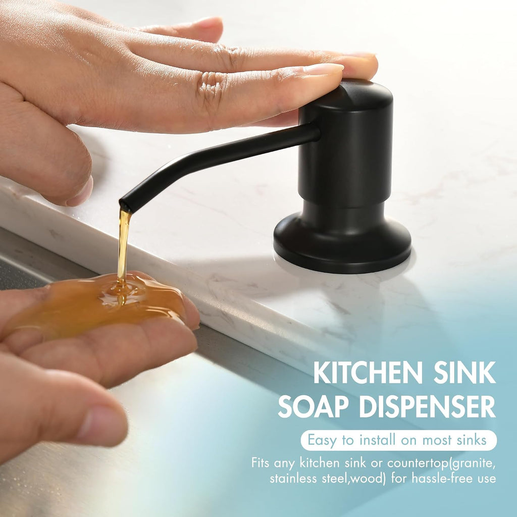 Matte Black Commercial Kitchen Faucet with Pull Down Sprayer | Soap Dispenser Included, Commercial Style, Double Head