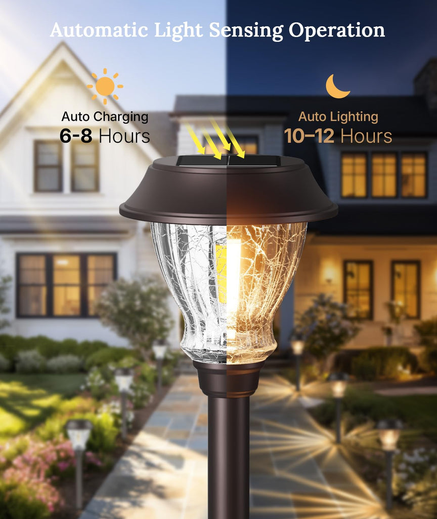 Solar Pathway Lights Outdoor, 8 Pack Warm White Solar Garden Lights