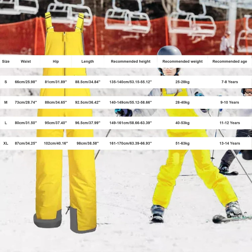 Kids Snow Bibs Toddler Snow Pants Windproof Ski with Pockets Overalls Jumpsuit Winter Warm Snowsuit for Boys Girls