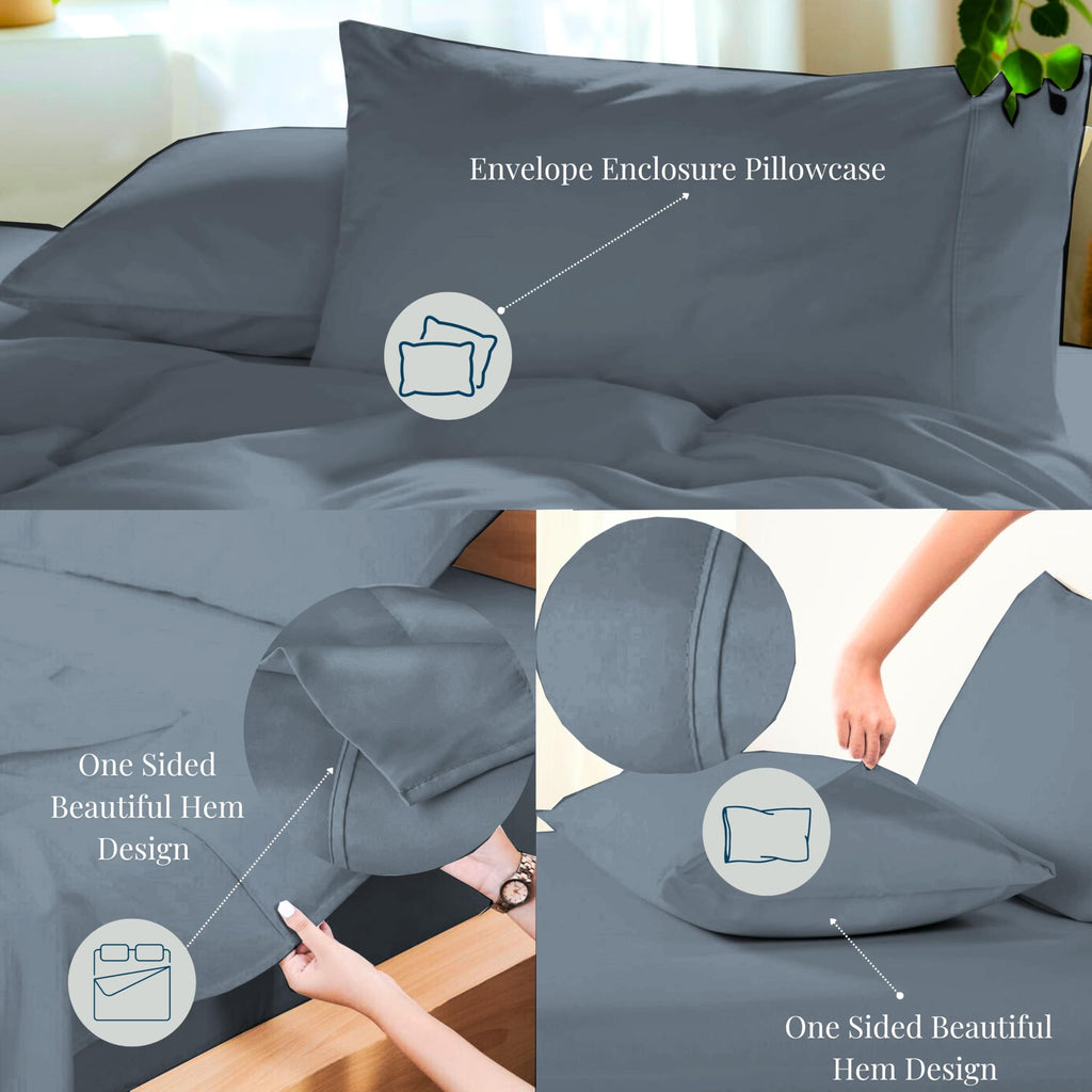 KL 500 Thread Count 100% Egyptian Cotton King Sheet Set 15 Inch Extra Deep Pocket Long Staple Cotton Soft Luxury
