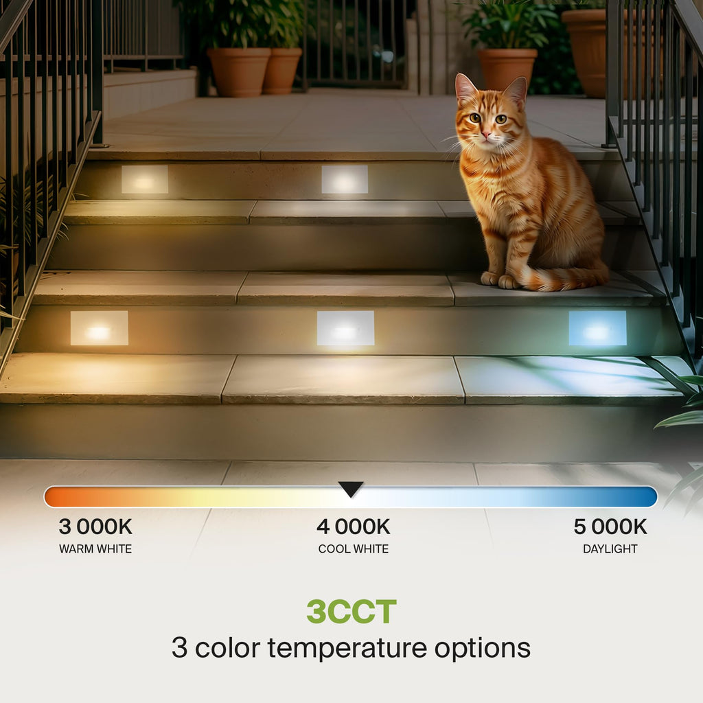 LED Step Light 4-Pack | Stair Riser, Deck, Hallway, Pathway | White