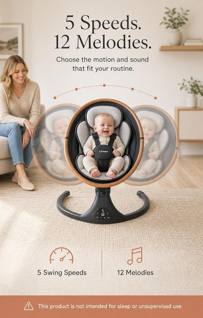 Baby Swing for Infants to Toddlers with Remote Control, Bluetooth