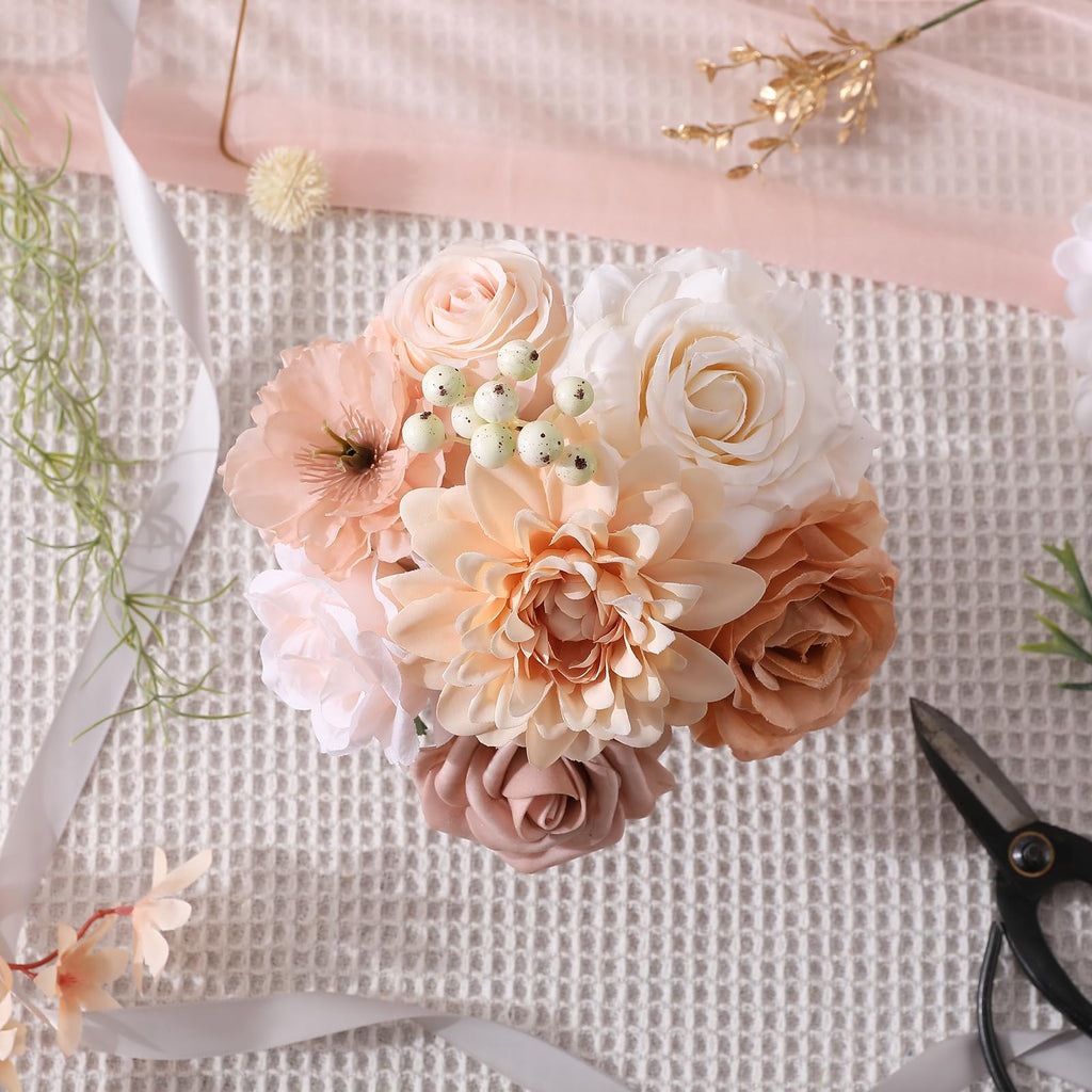 Boho Nude Artificial Flowers Combo Box Set for Wedding Bouquets Home Decor