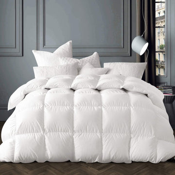 Winter Goose Down Comforter Queen Size, Luxury Duvet Insert, White