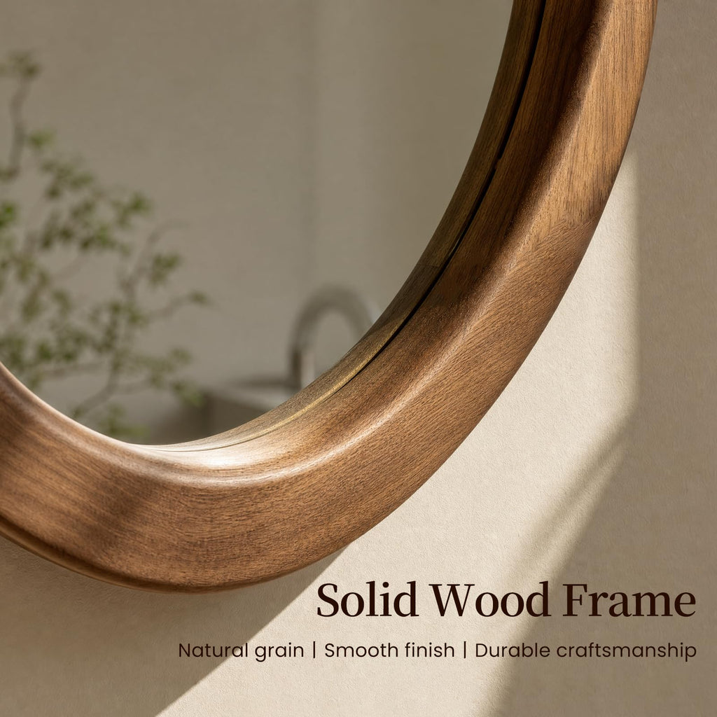 Asymmetrical Irregular Solid Wood Framed Wall Mirror, 20"x30"