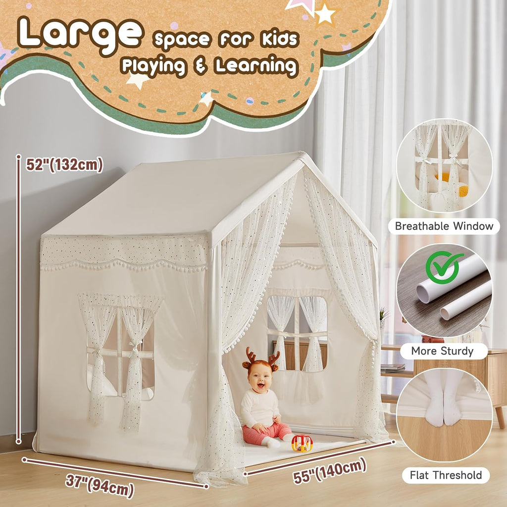 Kids Play Tent with Star Lights for Girls Princess Castle