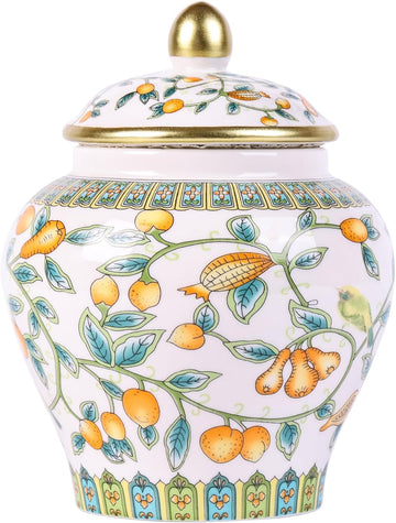 Handcrafted Enamel Ginger Jar-Vibrantly Colored Chinoiserie Vase,Blue and White Porcelain Ceramic Decorative Jar