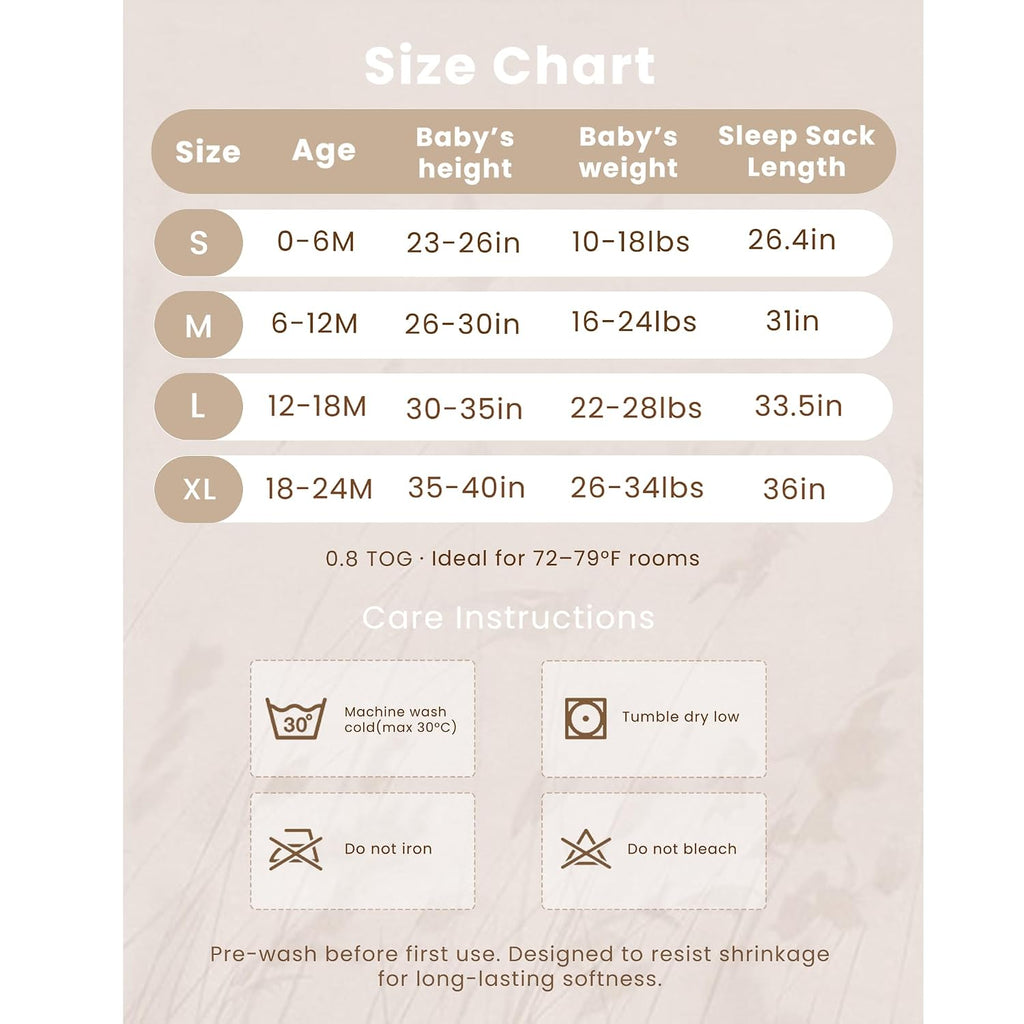 Muslin Baby Sleep Sack, 0.8 TOG Baby Wearable Blanket
