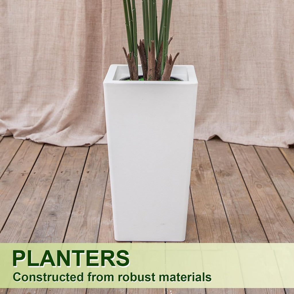 6FT Artificial Palm Tree, Palm Tree 72in Tall Faux with 15.7 White Planter, Fake Potted Tree with Lifelike Leaves