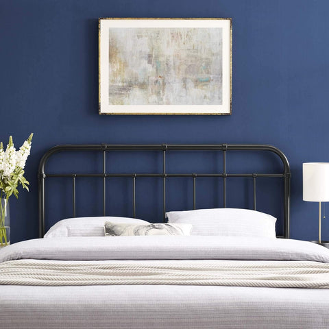 Alessia Modern Farmhouse Metal King Headboard in Black