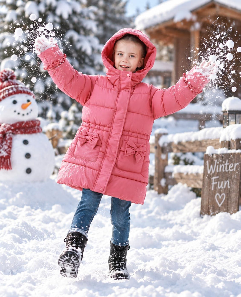 Girls Heavy Winter Coat,Warm Long Hooded Puffer Jacket