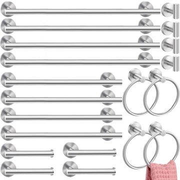 20 Pcs Brushed Nickel Bathroom Accessories Hardware Set Towel Racks