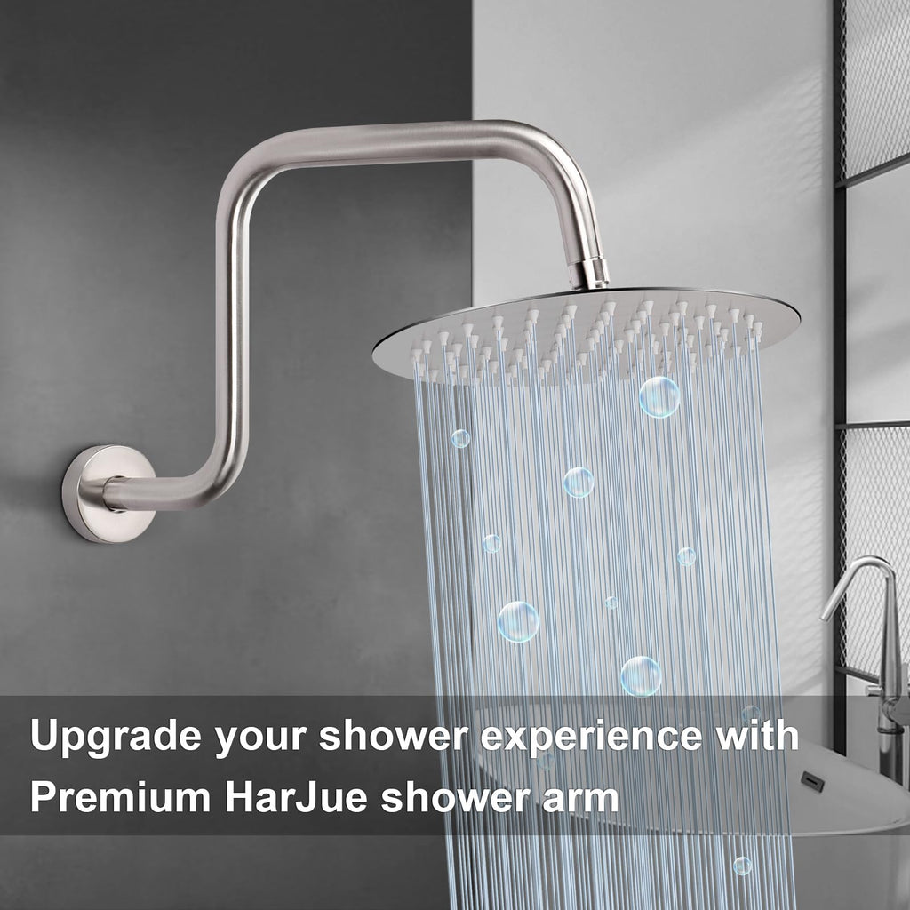 S Shaped Shower Arm, High Rise Shower Head Extension Pipe Standard 1/2" Connection with Flange, Awesome Shower