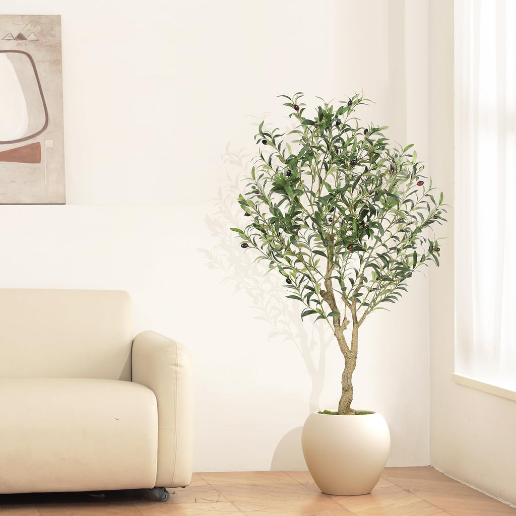 Faux Olive Tree 4ft with Large Olive Branches and Lifelike Leaves