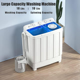 Portable Washing Machine, 28lbs Twin Tub Washer Mini Compact Laundry Machine with Drain Pump, Semi-automatic 18lbs