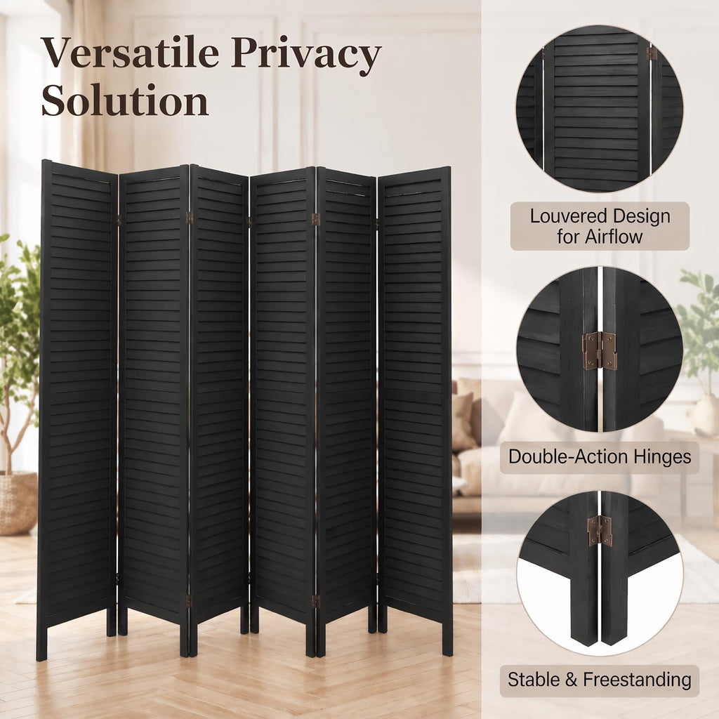 6 Panel Room Dividers and Folding Privacy Screens, Wood Room Divider Screens and Panels, Wall Divider for Room