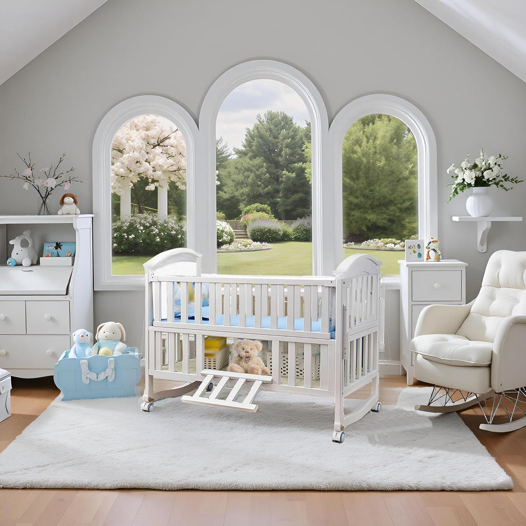 Portable Mini Baby Crib 4 in 1 with Memory Foam Mattress(38"by24") Included, Cunas para Bebes 2026 Convertible Crib 6