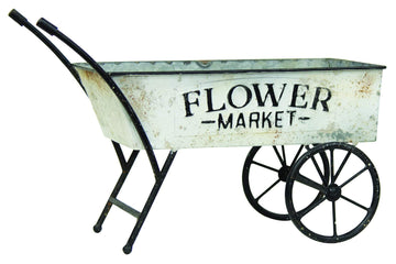 VintageFlower Market Metal Cart - Modern Farmhouse Decor - Vintage Home Decor - Indoor Planter