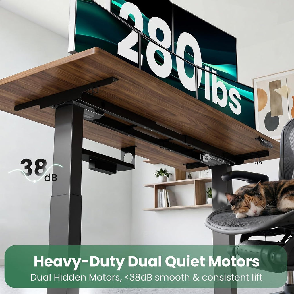 Dual Motor Standing Desk Frame for Tops up to 75" - 280 lbs Capacity | 27.9"-45" Height Adjustable Desk Legs with 3