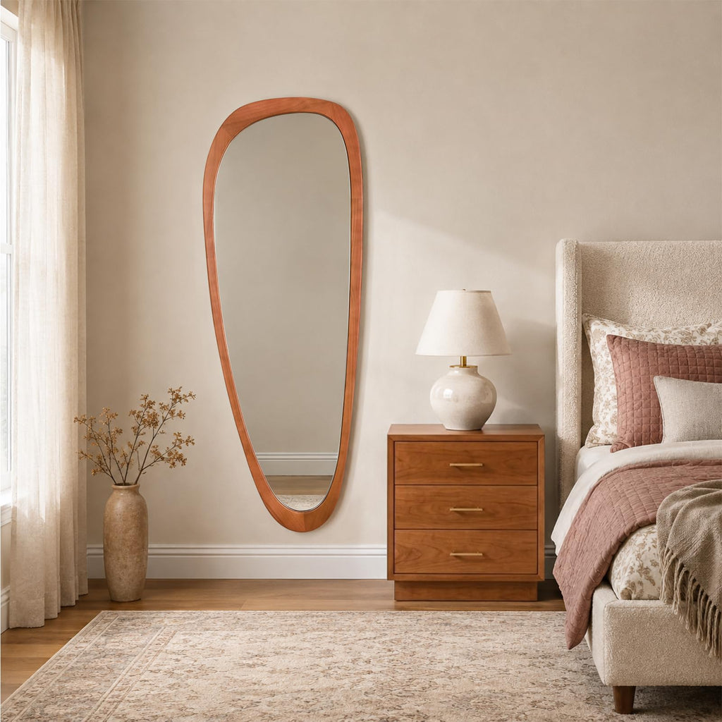 Asymmetrical Mirror, Irregular Mirror Full Length, Boho Wall Mirrors Decorative Living Room Entryway Hall, Mid