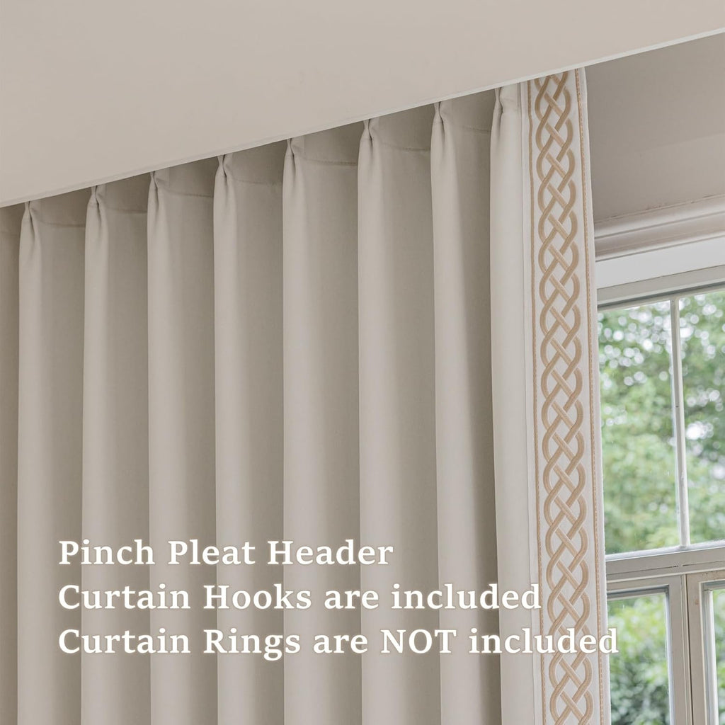 Room Darkening Velvet Curtain Pair, Pinch Pleat Memory Trained Drapes,Dense Smooth and Velvety (Soft Cream, 50" w x