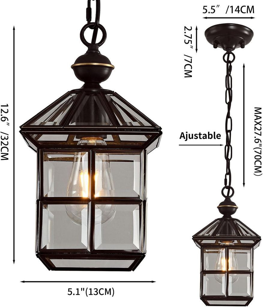 Mi Copper Outdoor Pendant Light 12.6in Exterior Hanging Porch Lights Oil Rubbed Bronze Waterproof Outdoor Chandelier
