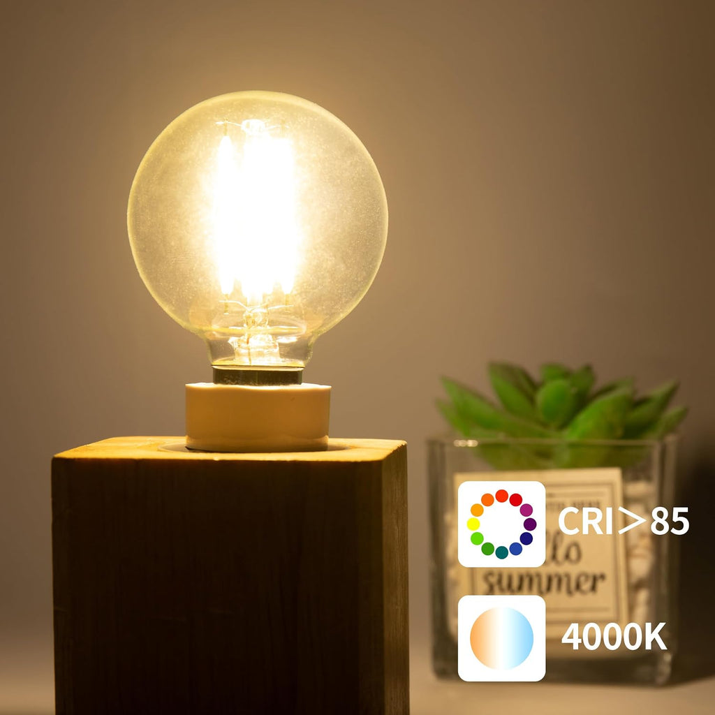 G16.5 Led Bulb, Small Round Edison Light Bulbs, Dimmable E12 Globe Clear Vanity Light Bulbs, 5w 4000k Vintage LED