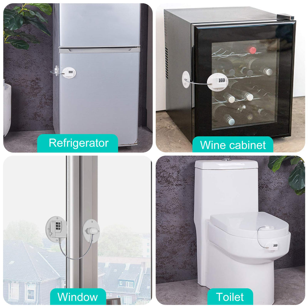 3 Pack Refrigerator Locks with Code, Child Cabinet and Drawer Locks