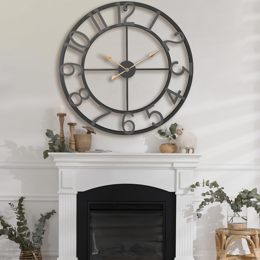 36 Inch Black Metal Arabic Numeral Extra Large Giant Wall Clock
