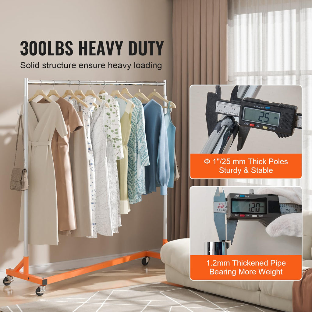 Z Rack Industrial Grade Z Base Garment Rack Rolling Sturdy Steel