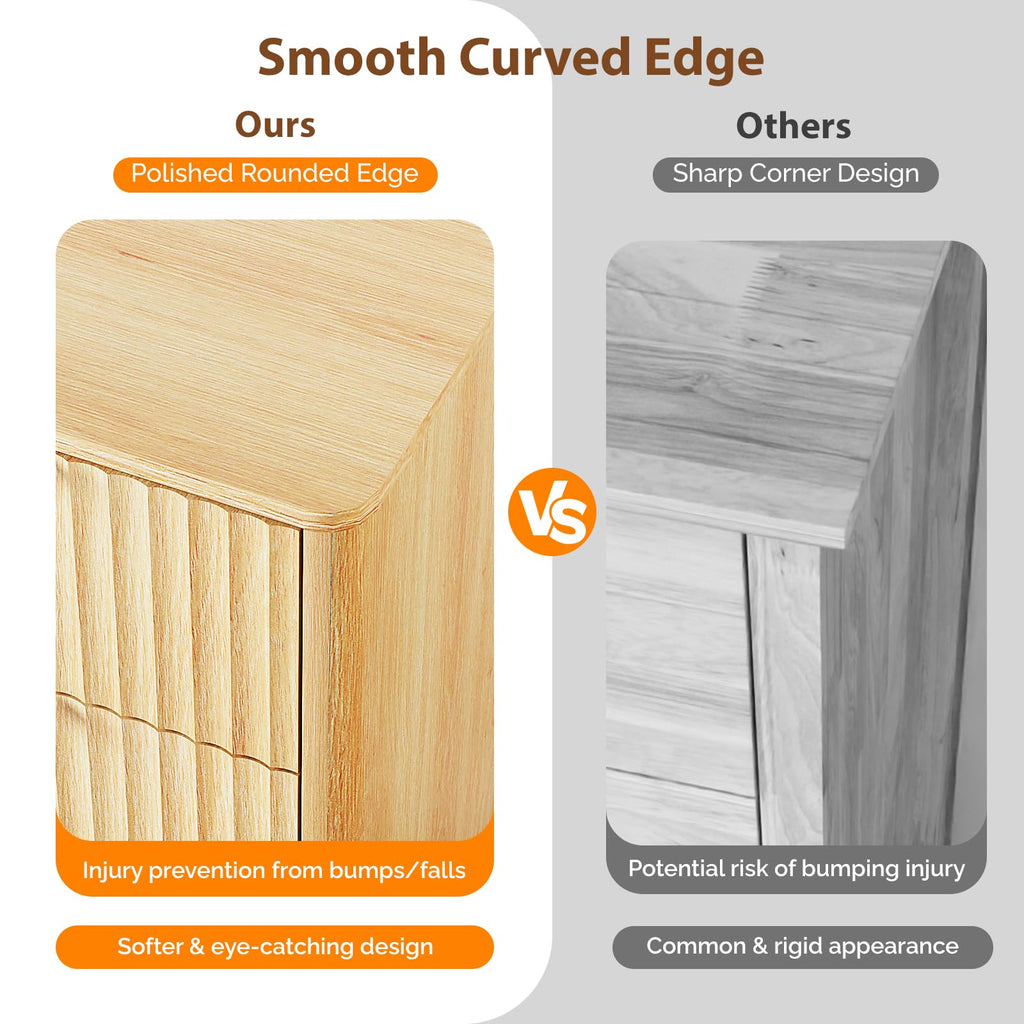 Tall, Fluted Vertical Chest of Drawers, Tall Chest of Drawers Bedroom with Rounded Edges, 29.92" W*15.6" D*44.88" H