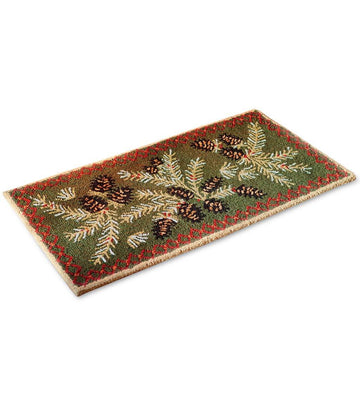 & Hearth 2'x4' Hooked Pine Cone Fireproof Hearth Rug |100% Wool Fireplace Mat | Protect Home Décor Hardwood Floor