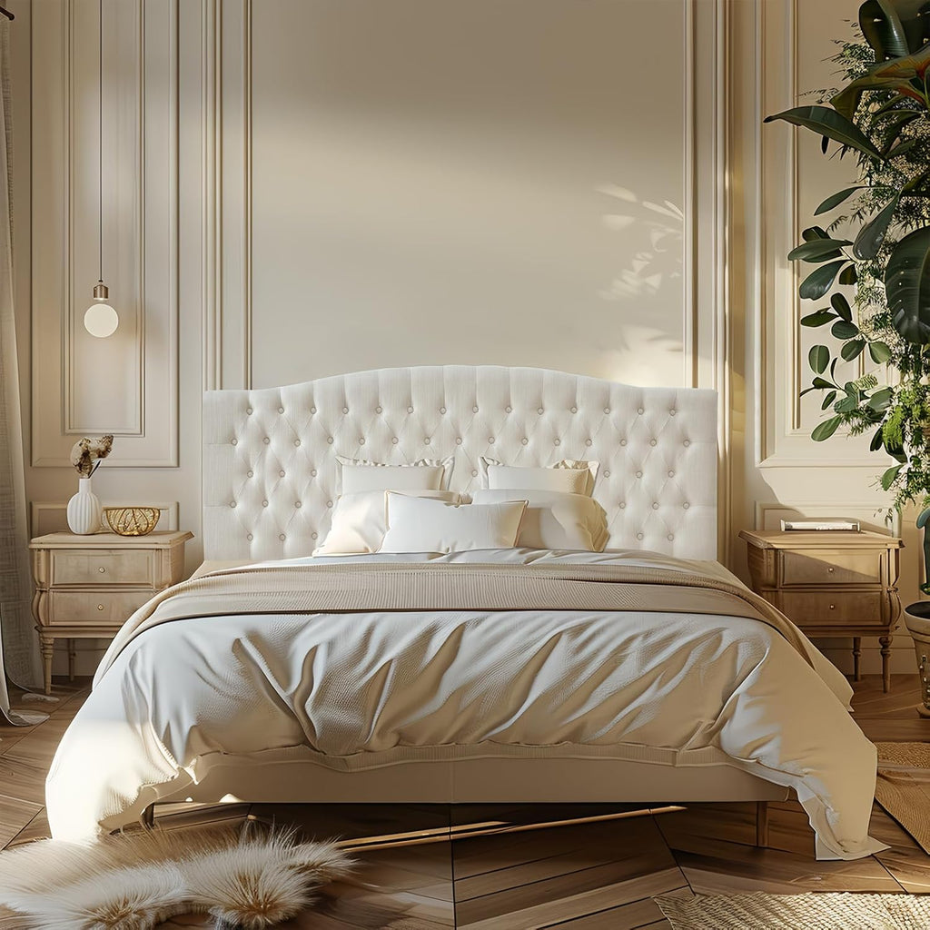 Linen Upholstered Headboard King/Cal King Latest Model Wall Mount, Bed Frame Mount
