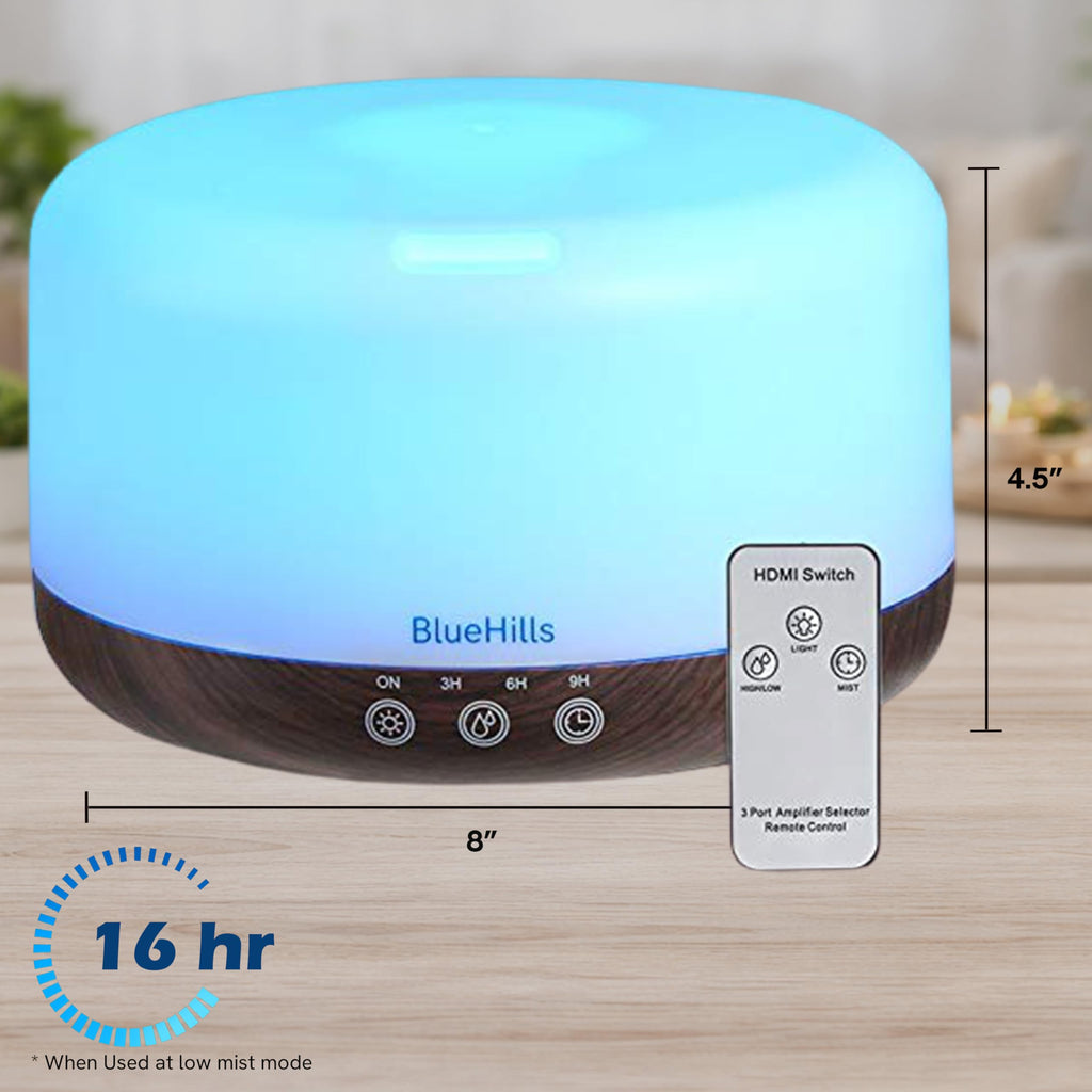 1000 ML Essential Oil Diffuser Premium Humidifier Remote Darkwood