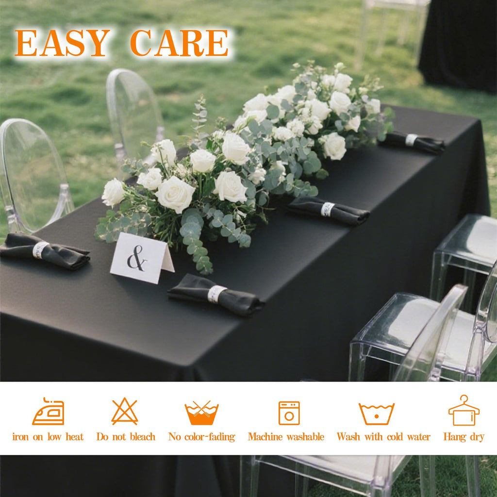 10 Pack Black Table Cloth Rectangle 60X102 Inch Fit 6FT Table