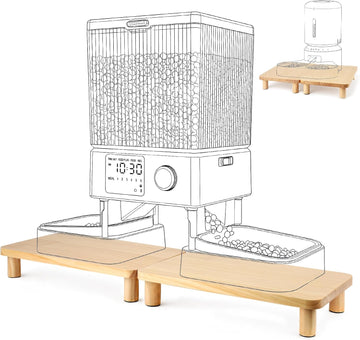 2-Pack Cat Food Stand, Elevated Pine Wood Cat Feeder Stand for 2 Cats