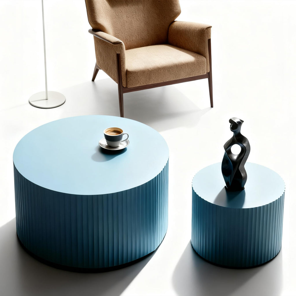 Nesting Coffee Tables Set of 2, 23.6" Round Coffee Tables