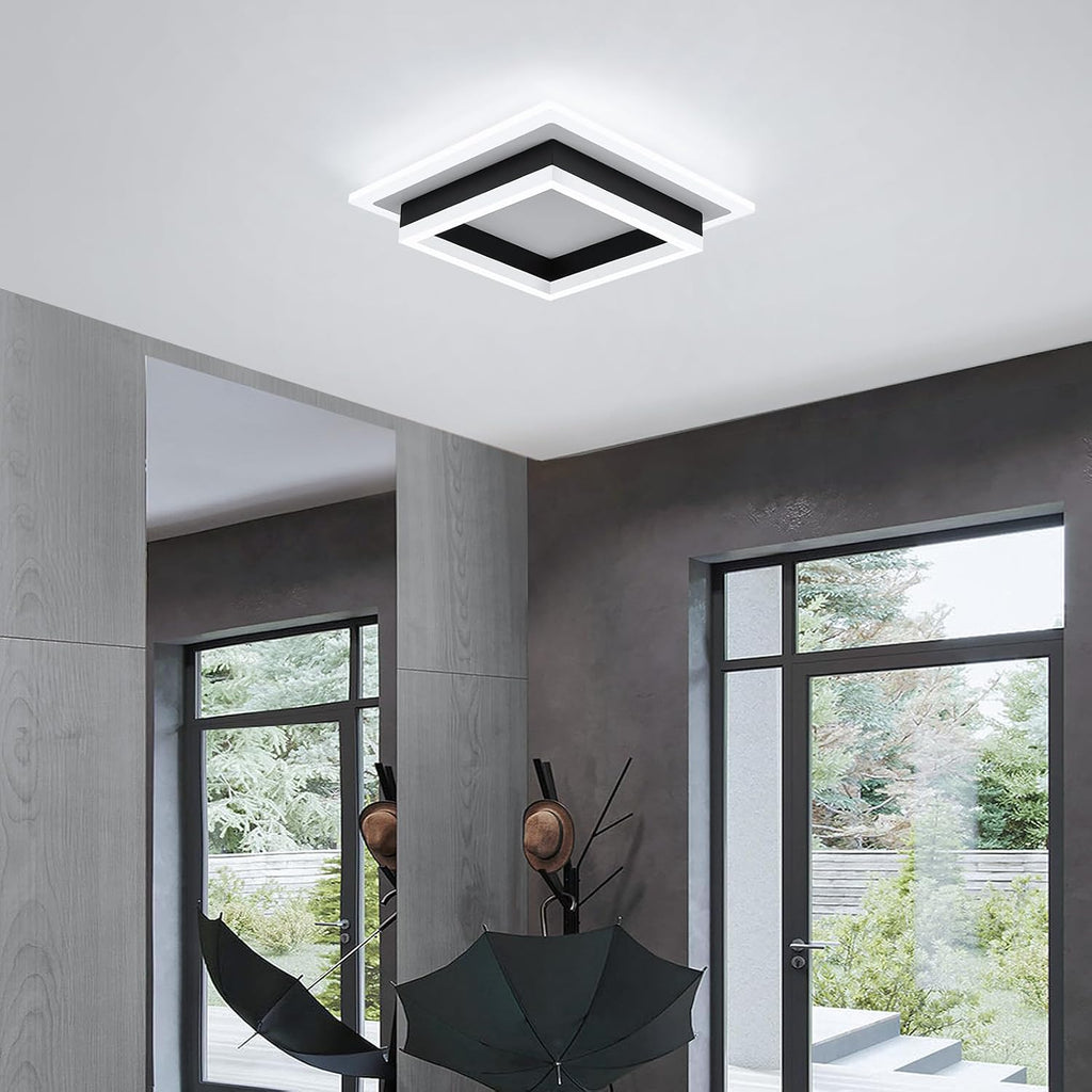 32W Modern LED Ceiling Light, Small Flush Mount Light Fixture, 6500K Cold White Ceiling Lamp, Square Hallway Lighting