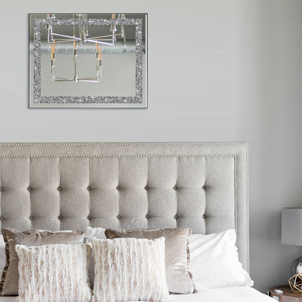 Rectangular Crystal Crush Diamond Mirror for Wall Decoration 20x16 Inch