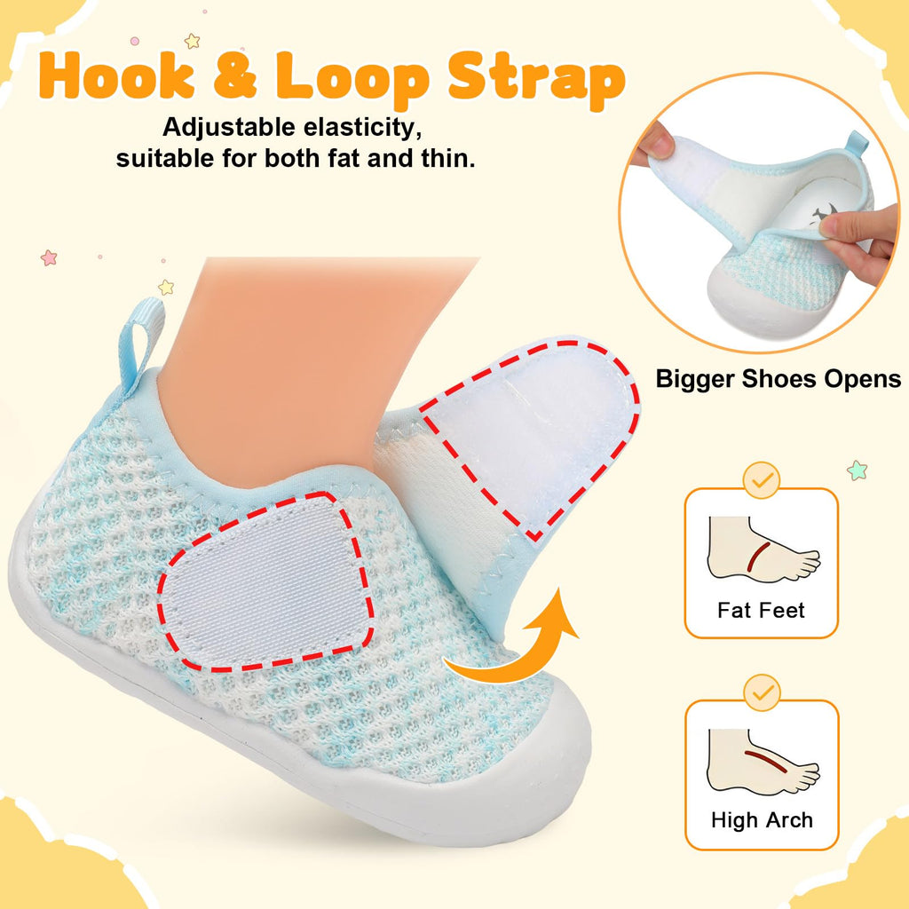 Wide Baby Walking Shoes Barefoot Infant Shoes Baby Sneakers Newborn Crib Shoe Flexible Lightweight Blue White