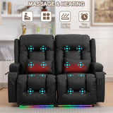 Power Loveseat Recliner Sofa - Home Theater Seating with Massage & Heat Faux Leather RV Recliner Loveseat Sofa