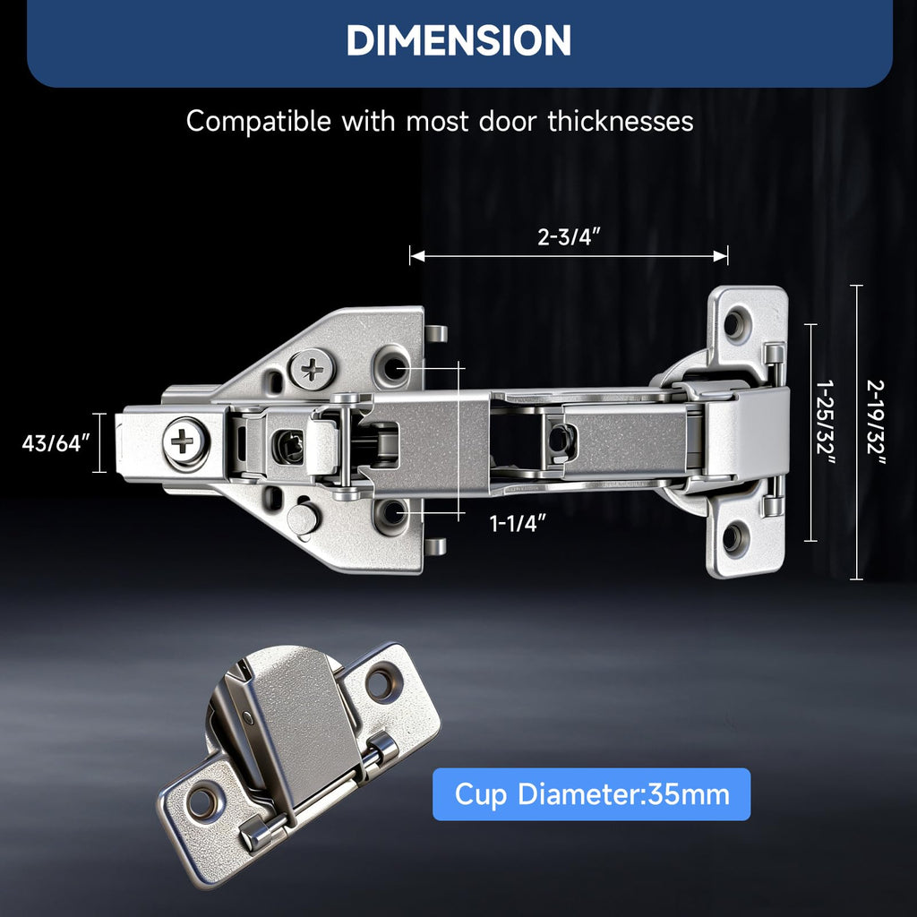 HJ 165 Degree Corner Cabinet Hinges, 2 Pack Lazy Susan Hinges, Face Frame Soft Close Concealed Hinges Corner Cabinet