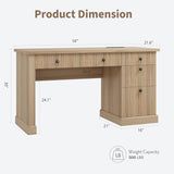 Fluted Home Office Desk Storage, 54 in Modern Executive Desk with Charging Station