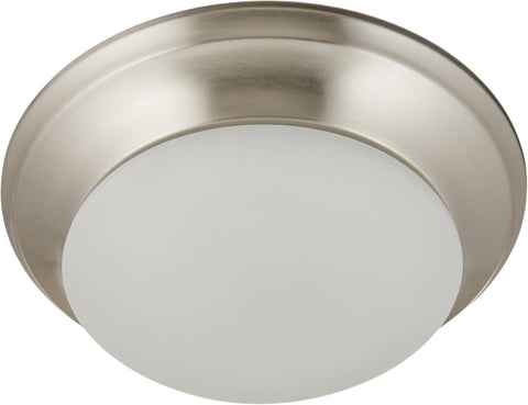 One Light Flush Mount, Brushed Nickel/Frosted Glass, 12" Flush